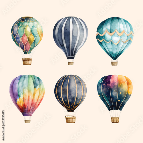  Set of hot balloon Watercolor paint