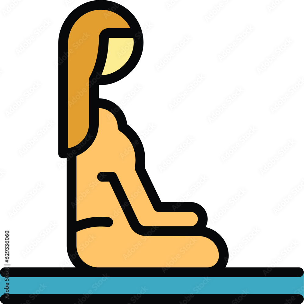 Girl meditation icon outline vector. Woman yoga. Female happy color flat Girl meditation icon outline vector. Woman yoga. Female happy color flat