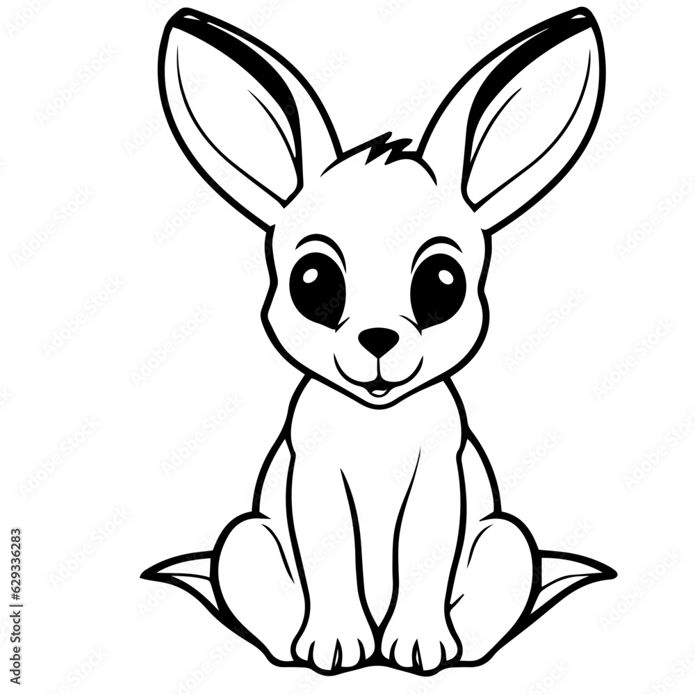 Black and white cute cartoon kangaroo Black and white cute cartoon kangaroo