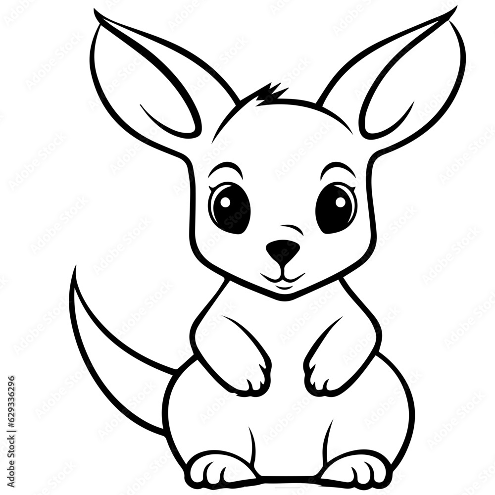 Black and white cute cartoon kangaroo Black and white cute cartoon kangaroo