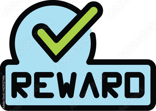 Reward gift icon outline vector. Customer program. Vip service color flat