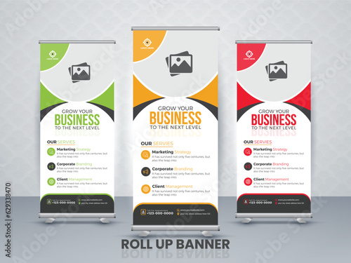 Professional Business Roll Up Banner Design Template, Company, Marketing Ads, and Multipurpose Use