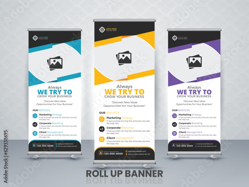 Professional Business Roll Up Banner Design Template, Company, Marketing Ads, and Multipurpose Use