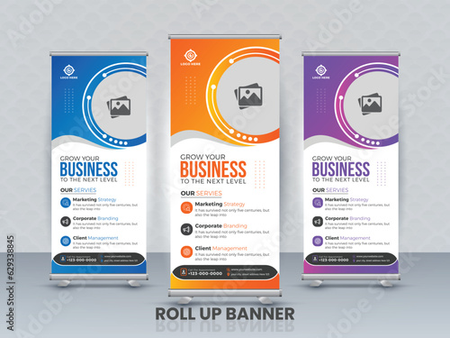 Professional Business Roll Up Banner Design Template, Company, Marketing Ads, and Multipurpose Use