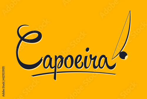 Capoeira Brazilian martial art with Berimbau instrument lettering design