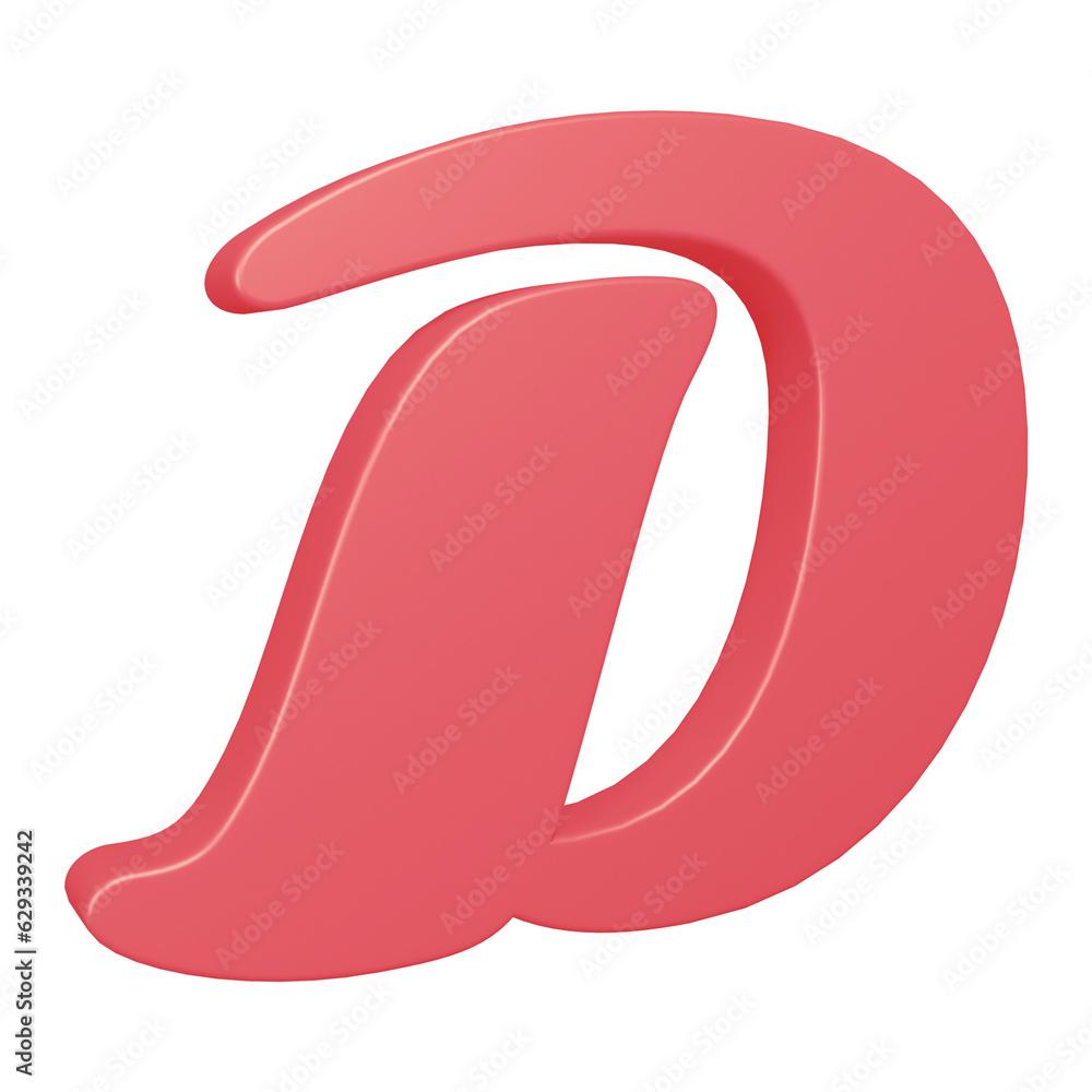 3D pink alphabet letter d for education and text concept 3D pink alphabet letter d for education and text concept