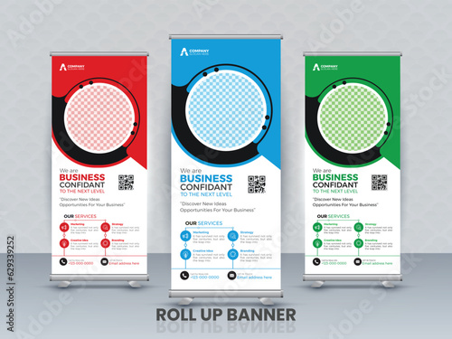 Professional Business Roll Up Banner Design Template, Company, Marketing Ads, and Multipurpose Use