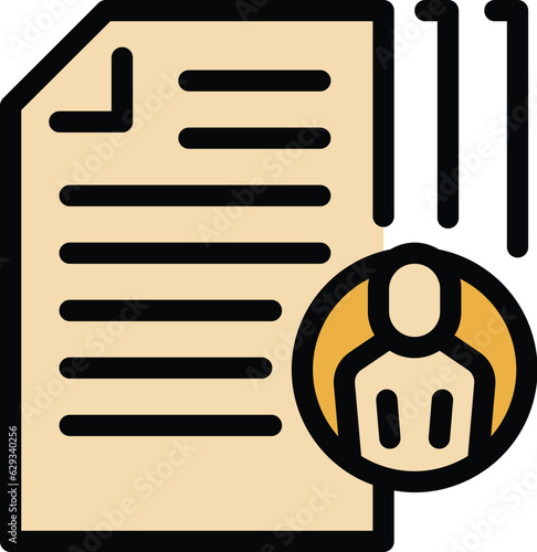 Office cv icon outline vector. Vacancy job. Team post color flat
