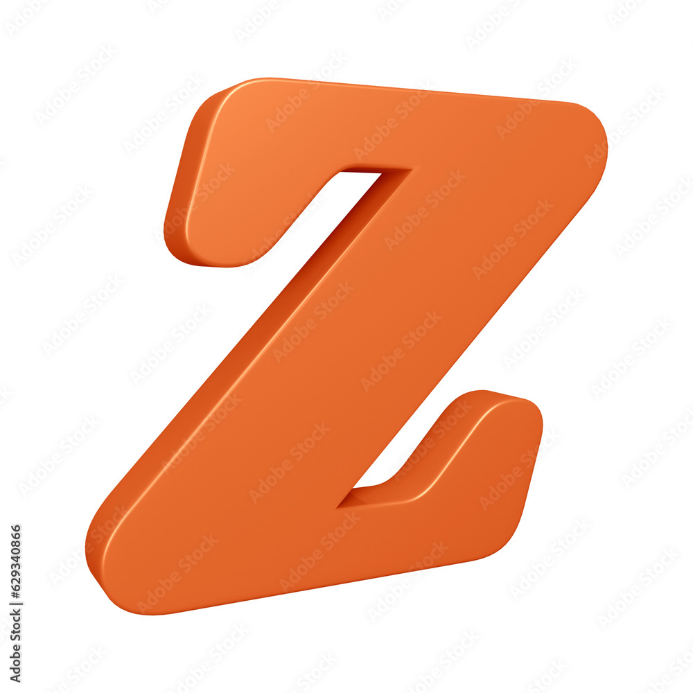 3D orange alphabet letter z for education and text concept 3D orange alphabet letter z for education and text concept