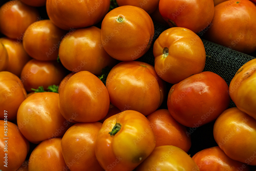 Group of tomatoes background from a market in puerto rico