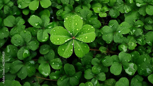 clover in the rain