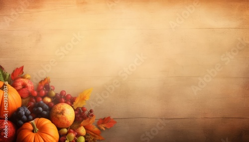 Thanks Giving - Autumn background with leaves and copy space - Fall Leaves background Card Graphic