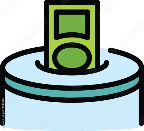 Charity money box icon outline vector. Financial help. Volunteer investor color flat