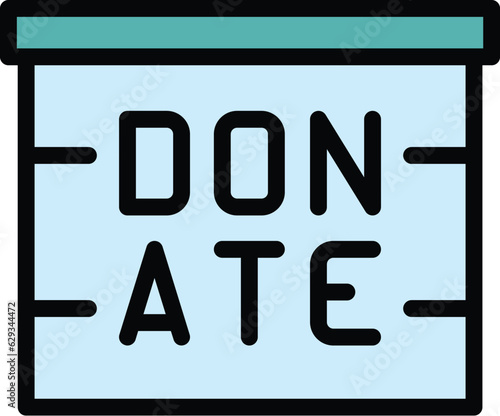 Donate box icon outline vector. Social help. Investor money color flat