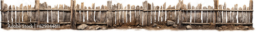 Isolated transparent old wooden fence