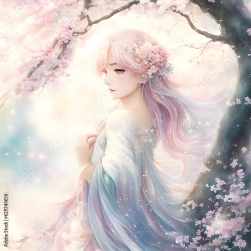 Beautiful anime woman: Serene Moonlit Fairy | Generative AI