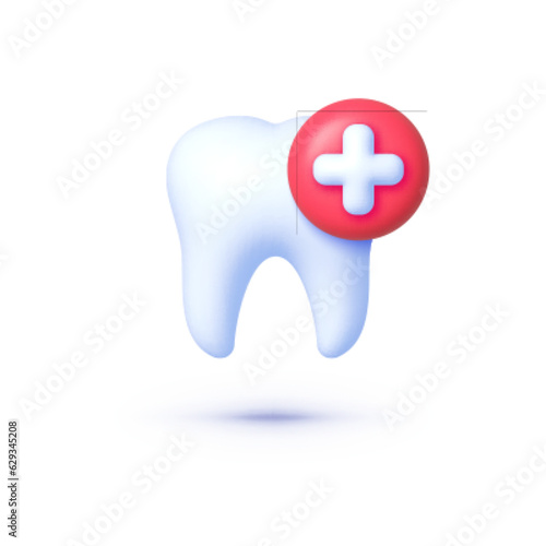3d tooth cross icon for medical design. Medicine, healthcare concept. Vector illustration design
