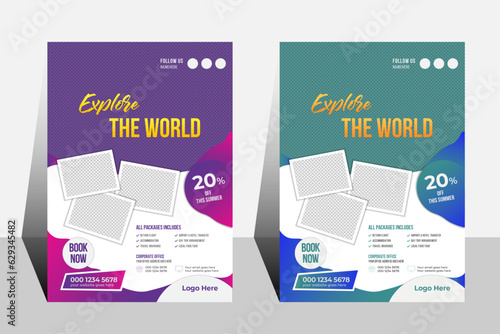 Summer travel Promotion flyer design template for travel agency.