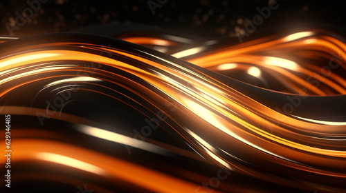 luxury abstract background with golden wave on dark background. Generative Ai. 