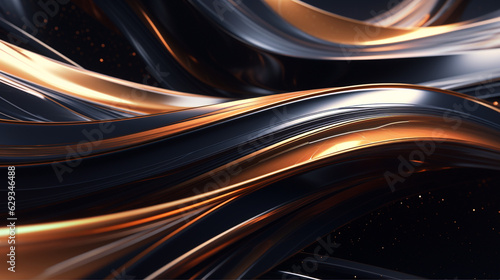 luxury abstract background with golden wave on black. Generative Ai.  © PETR BABKIN