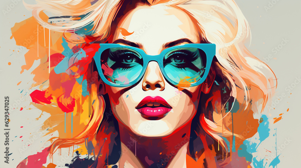 portrait of a woman with sunglasses. Generative Ai. 