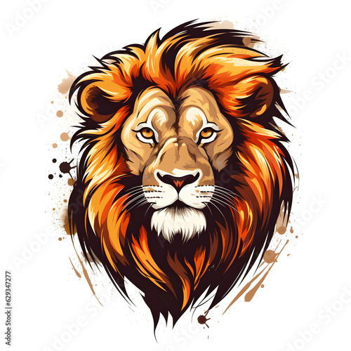 Lion face watercolor colorful vector illustration  Digital hand drawn Artistic  abstract lion portrait artwork for clothing design
