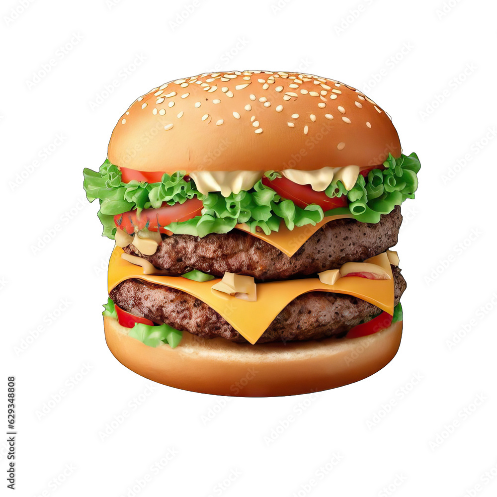 Garden of Burger Temptation - Isolated Transparent Burger Illustration, Generative AI Garden of Burger Temptation - Isolated Transparent Burger Illustration, Generative AI