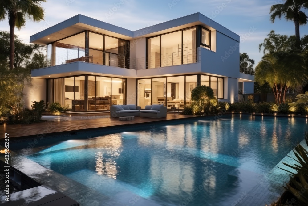 Modern Luxury House With Private Swimming Pool. Modern Luxury House With Private Swimming Pool.