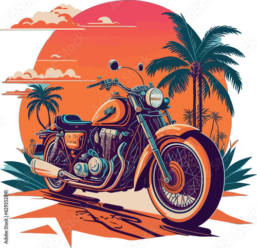Vector motorcycle, illustration vintage, white background.
