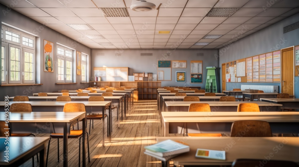 Empty classroom, High school classroom. Empty classroom, High school classroom.