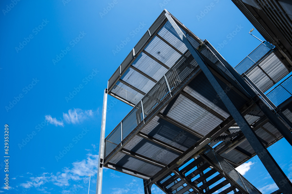fire escape on the blue sky background fire escape on the blue sky background