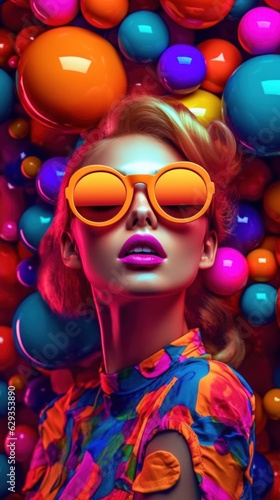 A girl with colorful style wearing sunglasses