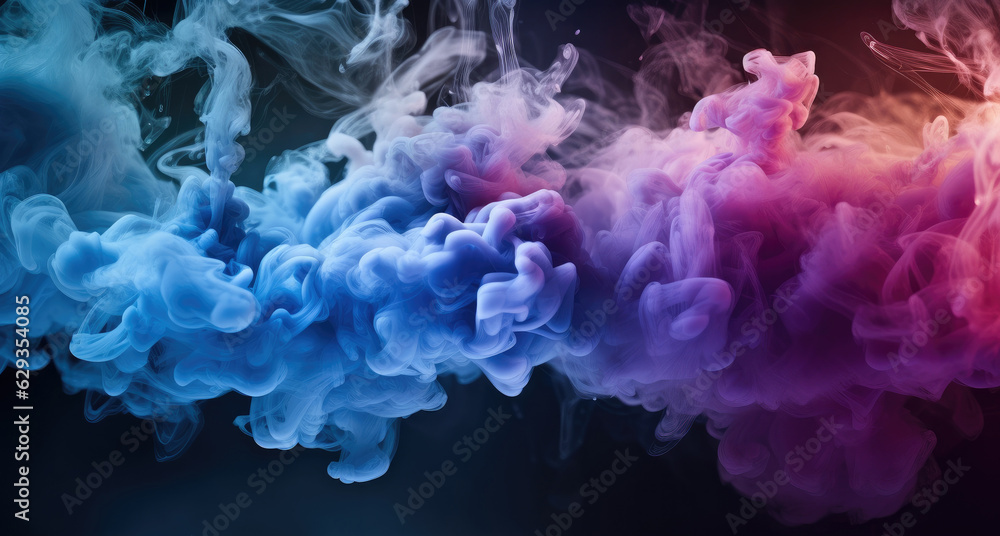 Colorful abstract smoke explosion on black background, Steam and fog in colorful fantasy.