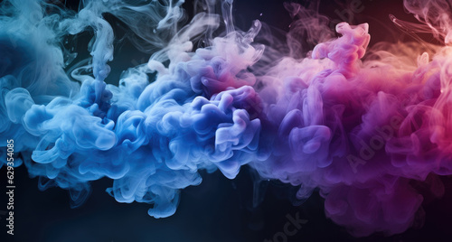 Colorful abstract smoke explosion on black background, Steam and fog in colorful fantasy.