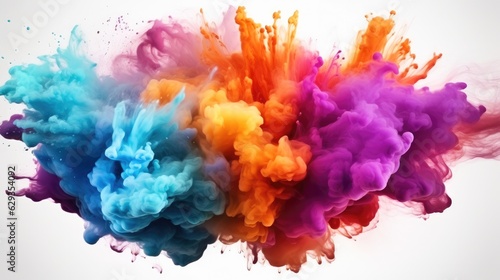 Colorful rainbow cloud explosion on white background, 3d rendering.