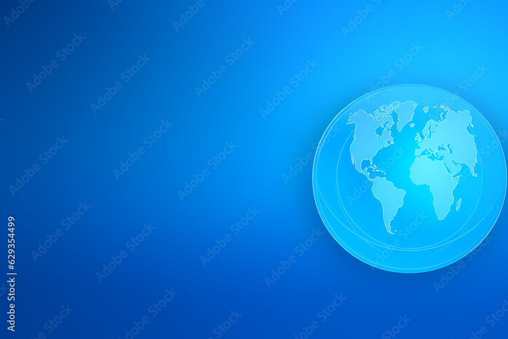 World map blue web background globe ball simple continent outline design Generative AI World map blue web background globe ball simple continent outline design Generative AI