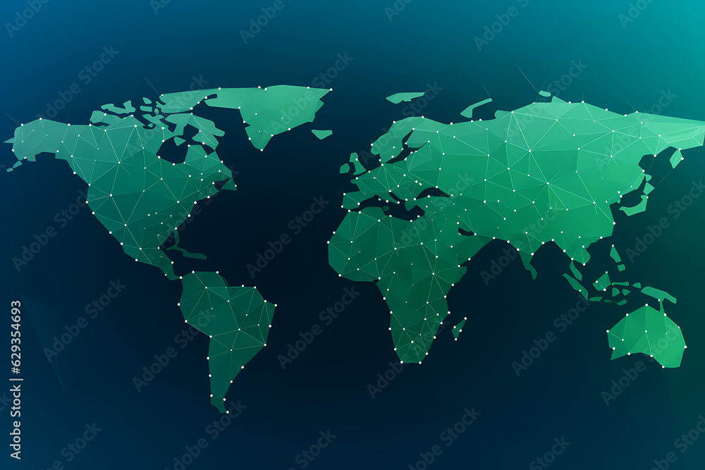 Fototapeta premium World map simple continent outline Generative AI