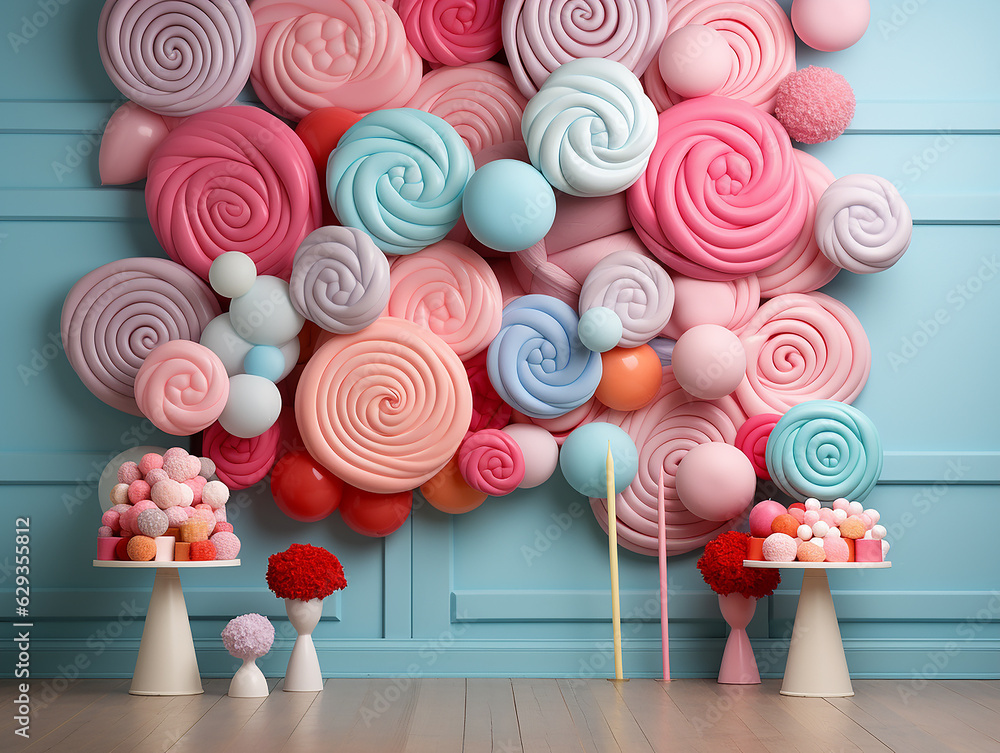 decorazioni per feste a tema gelato, palloncini pastello