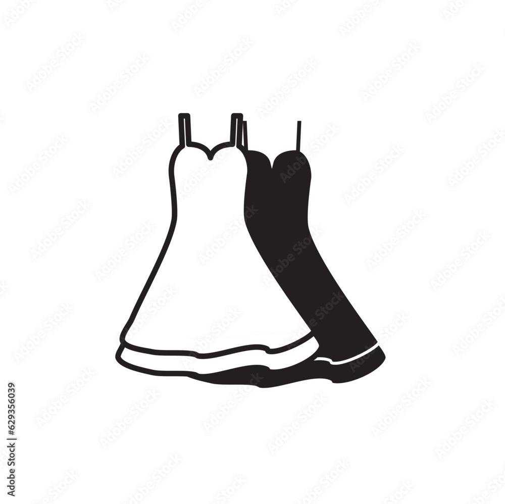 Woman dress icon line and flat. Ootd, Outfit party, Casual style, Fashion Line Icon, Female clothes, Woman clothes and dress collection, woman dress vector icon outline illustration. Woman dress icon line and flat. Ootd, Outfit party, Casual style, Fashion Line Icon, Female clothes, Woman clothes and dress collection, woman dress vector icon outline illustration.