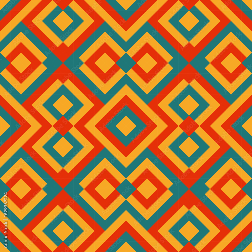 Bright seamless pixel pattern in Mexican style. Vivid tribal geometric triangles and squares ornament. Aztec rug background. Bright seamless pixel pattern in Mexican style. Vivid tribal geometric triangles and squares ornament. Aztec rug background.