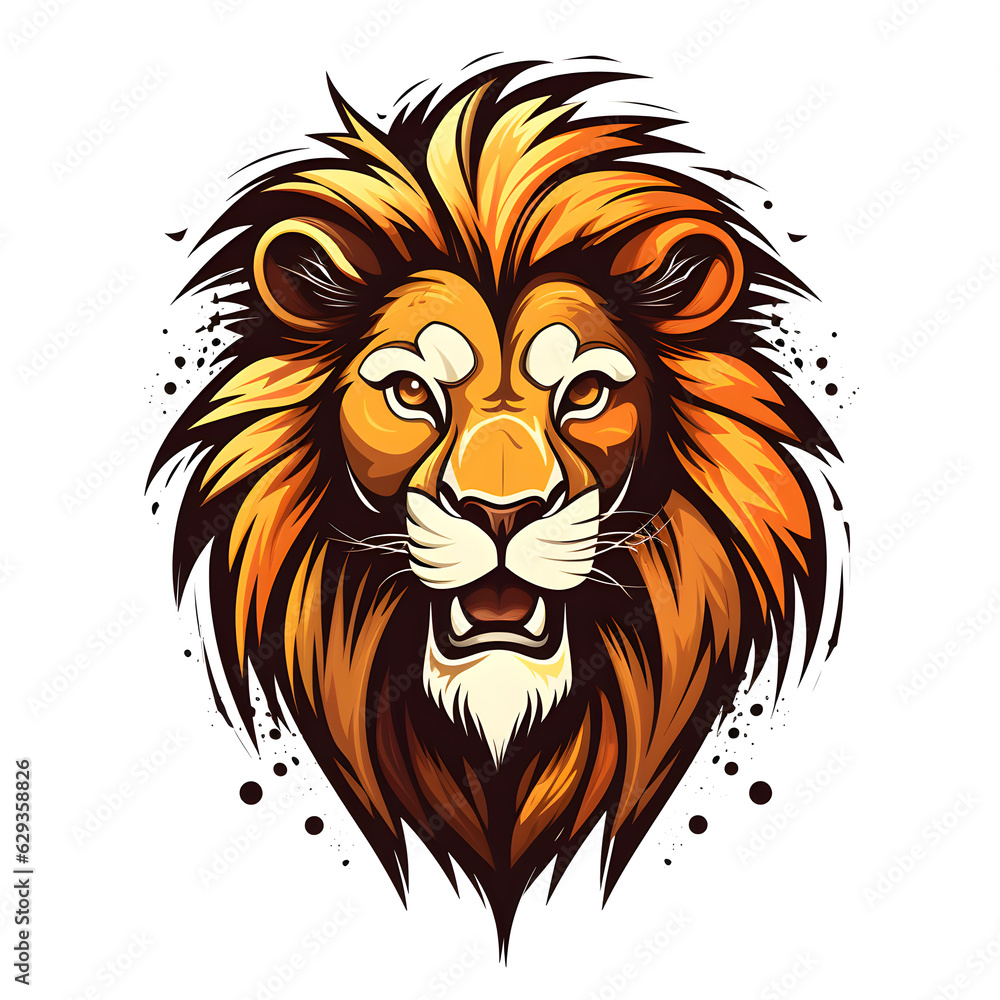 Lion face watercolor colorful vector illustration, Digital hand drawn Artistic, abstract lion portrait artwork for clothing design