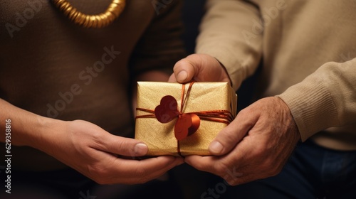 Wallpaper Mural couple's hands holding a golden anniversary gift generative ai Torontodigital.ca