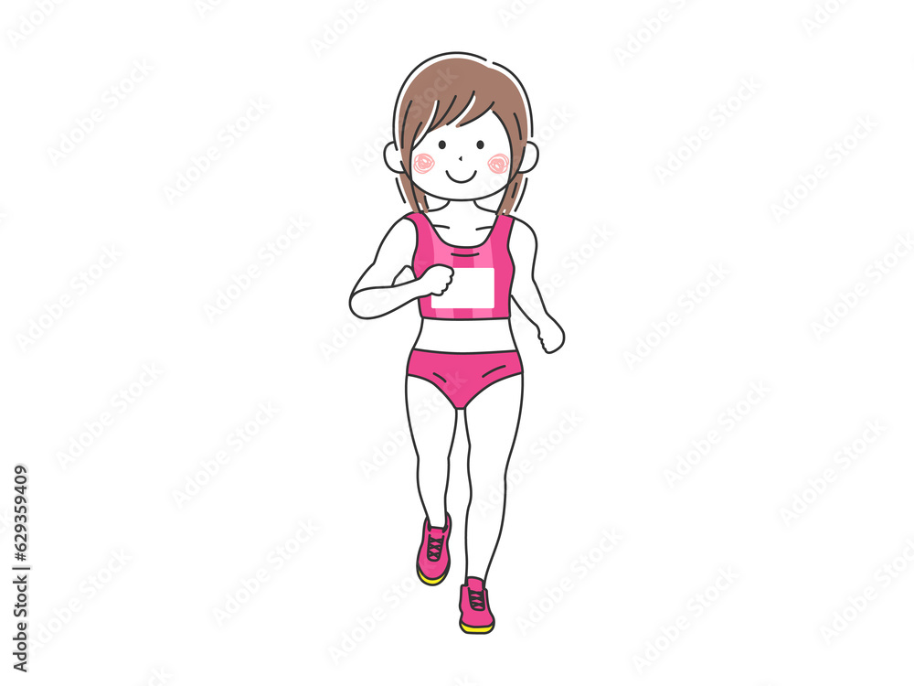 女性のマラソン選手のイラスト