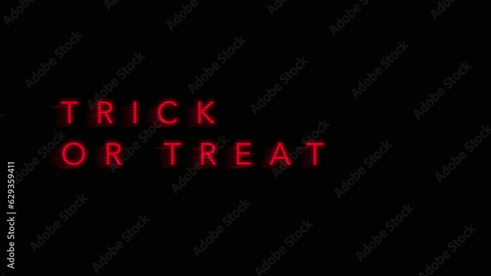 Dive into Halloween nostalgia with a Trick or Treat message distorted by VHS noise, displayed on a classic TV screen, merging horror with old-world charm Dive into Halloween nostalgia with a Trick or Treat message distorted by VHS noise, displayed on a classic TV screen, merging horror with old-world charm