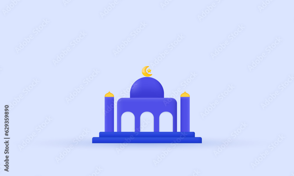 unique mosque vector icon 3d  symbols isolated on background.3d design cartoon style. 