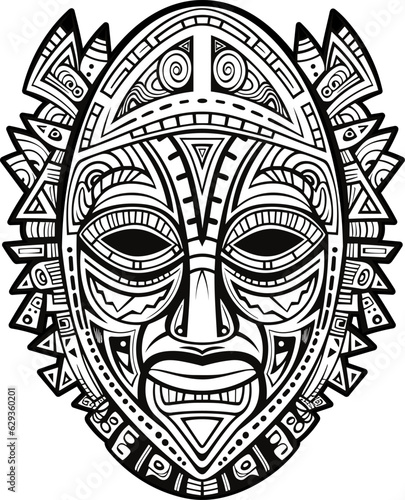 Tribal hawaii totem african traditional wooden mask. hawaii mask exotic, african face wooden sculpture