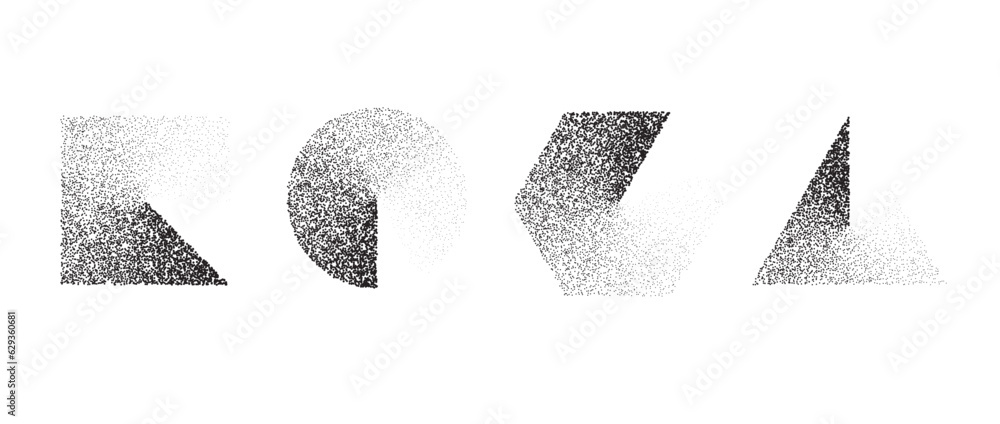 Fotografie Set of stippled gradient shapes