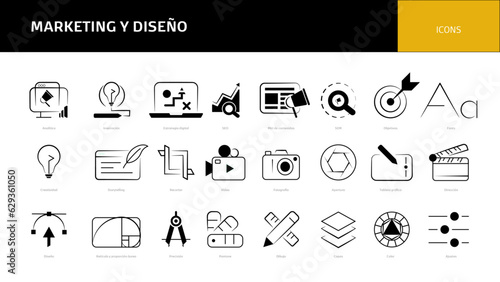 Conjunto de Iconos para Profesionales de Marketing y Diseño