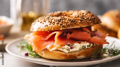 sandwich with salmon (ID: 629361203)