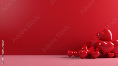 red valentines Day background with red hearts - love and friendship background with copy space